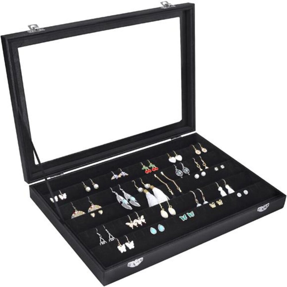 Earring Organizer Tray Velvet Earring Display Organizer Storage Box Premium